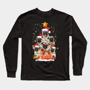 Funny Pug Dog Christmas Tree Gift Xmas for Men Women Long Sleeve T-Shirt